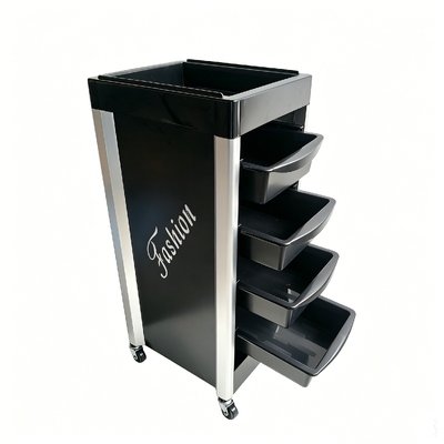 Trolley salon tóc với nhiều lớp lưu trữ, di chuyển tự do và thiết kế nhẹ cho cơ sở ghế cắt tóc
